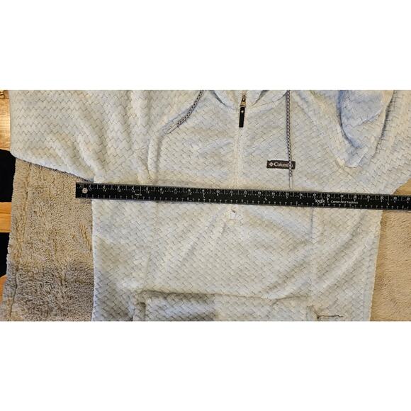Columbia Ruby Lake Hooded Half Zip Fleece Light Blue Womens Sz M, Pockets - Picture 11 of 13
